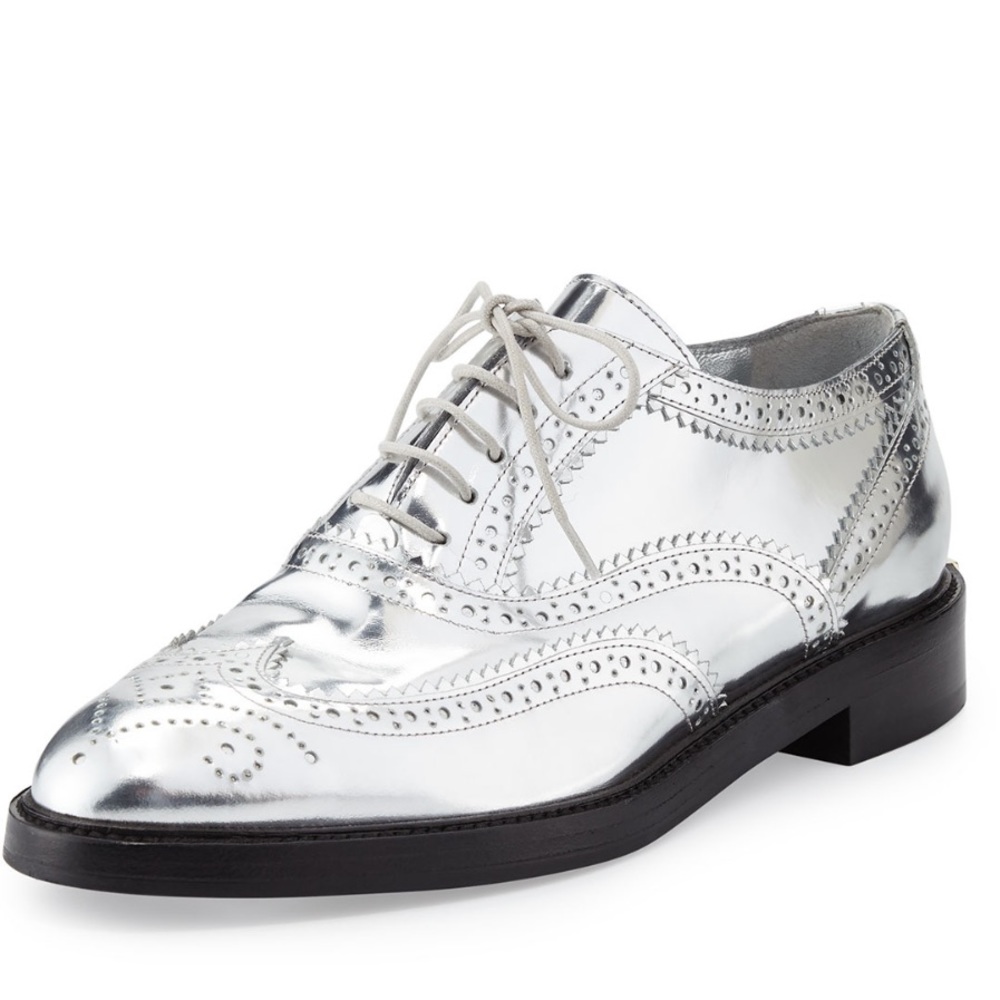 Burberry Gennie Brogue Silver Oxford Shoes